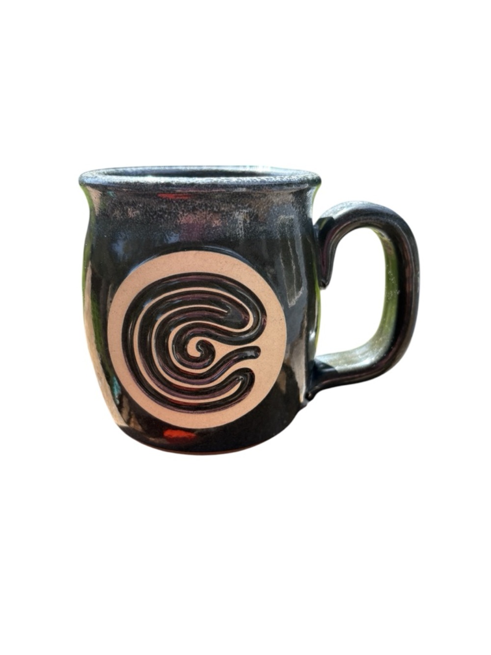 Uncommon Black Glazed Stoneware Mug with Tan Base